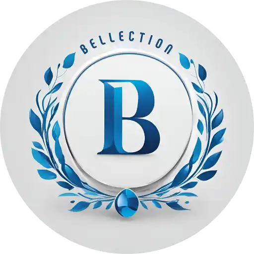 "Bellection store logo: a large turquoise blue letter 'B' surrounded by two tree branches, with the store name at the top in the same color."