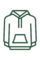 Design sketch of hoodie on a white background, presented in a clean and professional style.
